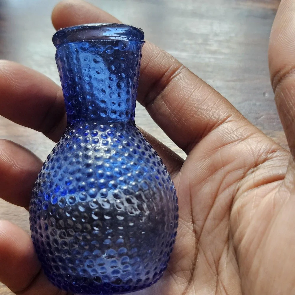 Vintage Cobalt Blue Hobnail Bud Vase Made in Taiwan‎ Mini Shelf Decor